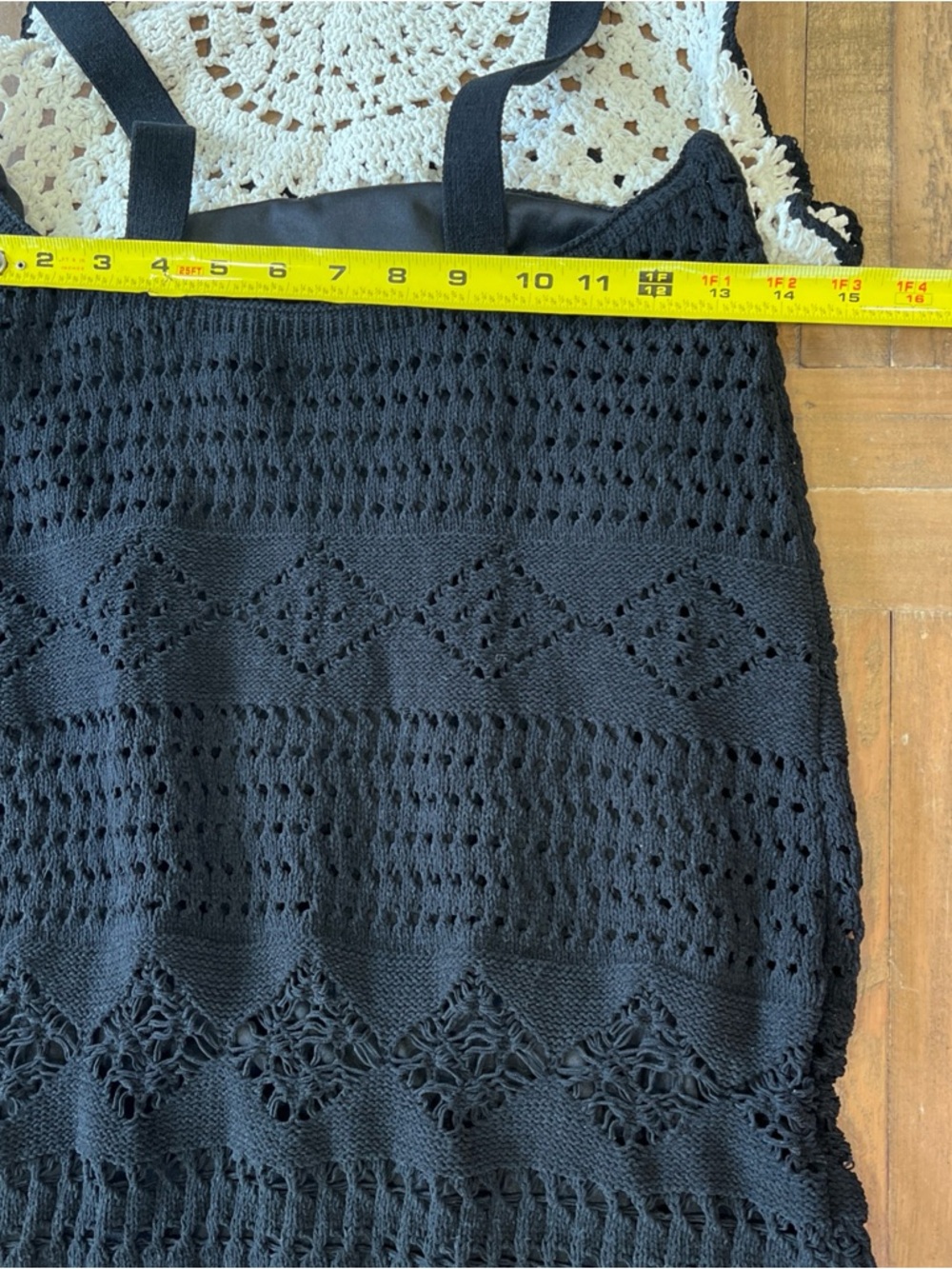 Zara Black And White Crochet  MIDI Dress Women’s Medium Bodycon Bohemian - Picture 9 of 13
